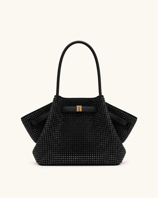 Жіноча сумка-тоут JW PEI Hana Medium Artificial Crystal Tote Bag, чорна