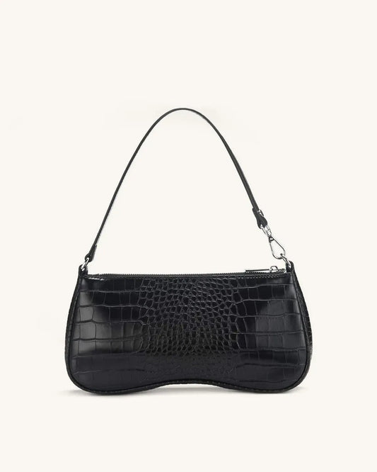 Жіноча сумка на плече JW PEI Eva Shoulder Handbag, чорна croc