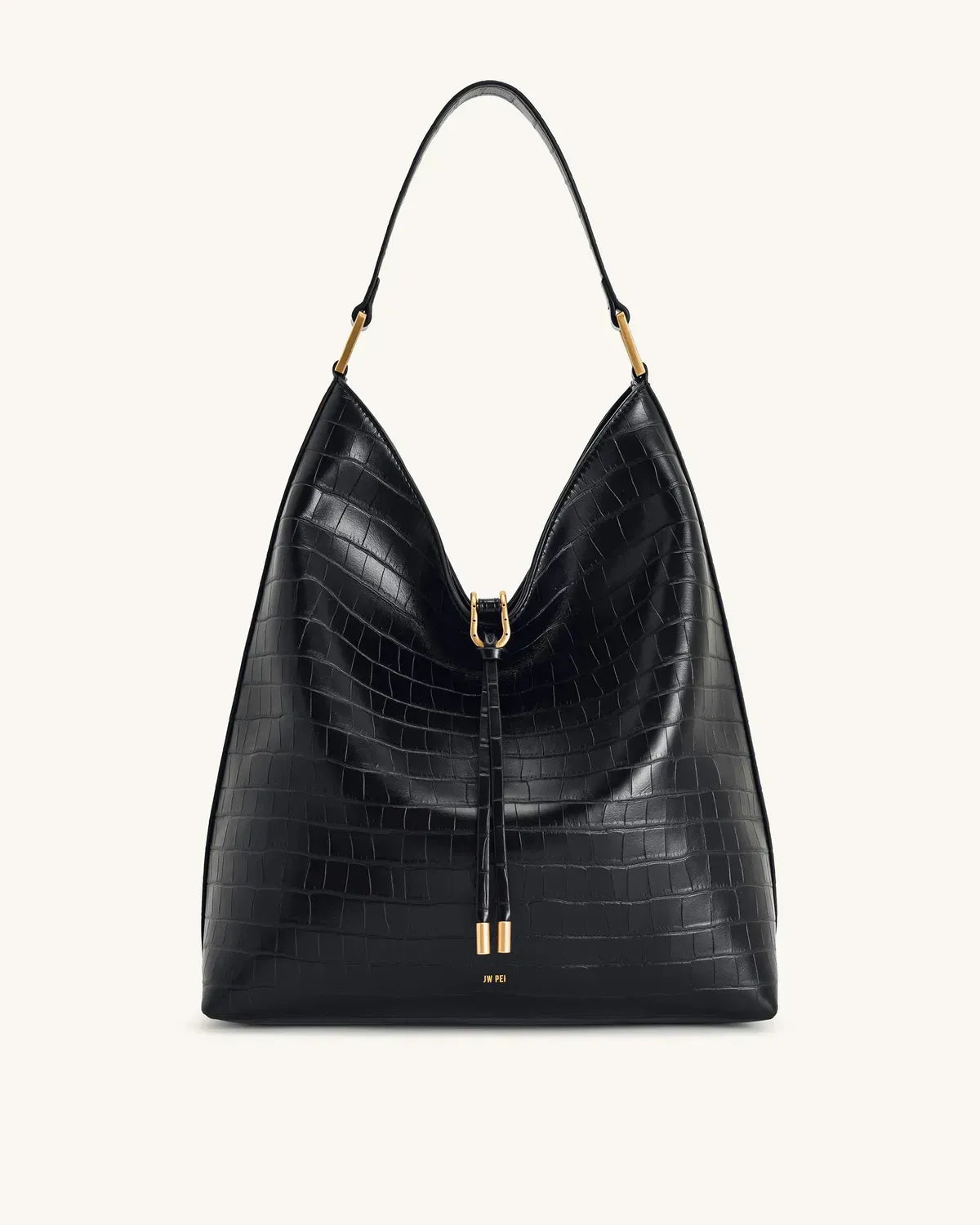 Жіноча сумка на плече JW PEI Aria Shoulder Bag, чорна croc