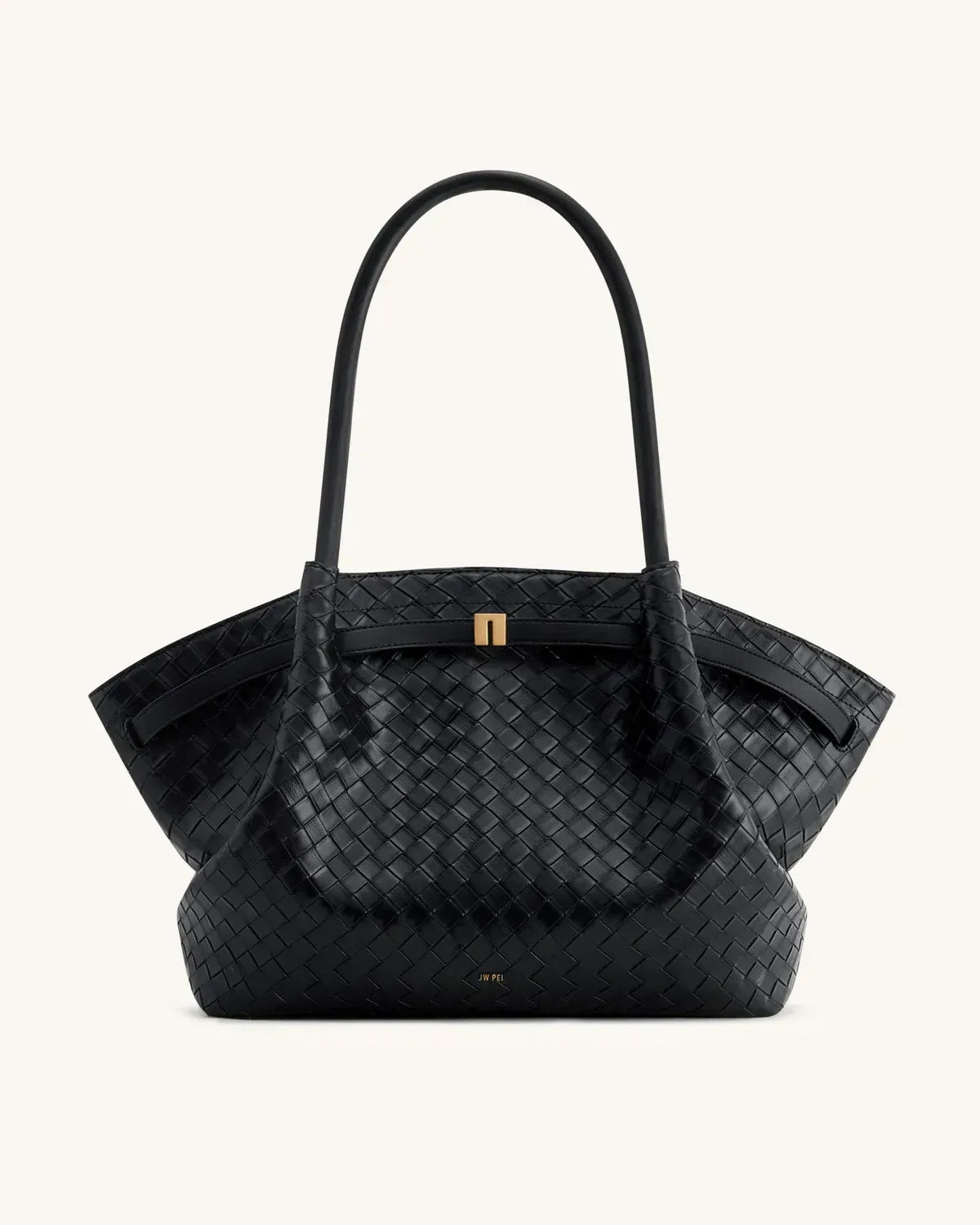 Жіноча сумка-тоут JW PEI Hana Large Weave Texture Tote Bag, чорна — фото 10
