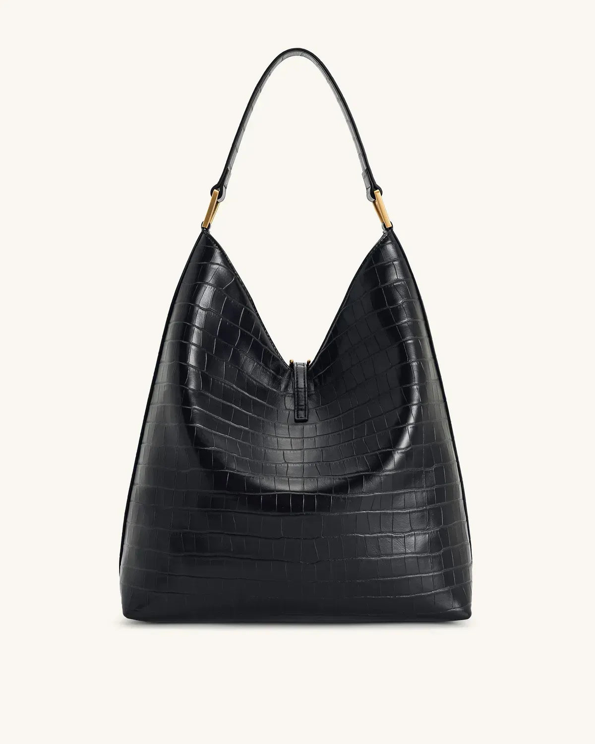 Жіноча сумка на плече JW PEI Aria Shoulder Bag, чорна croc — фото 3
