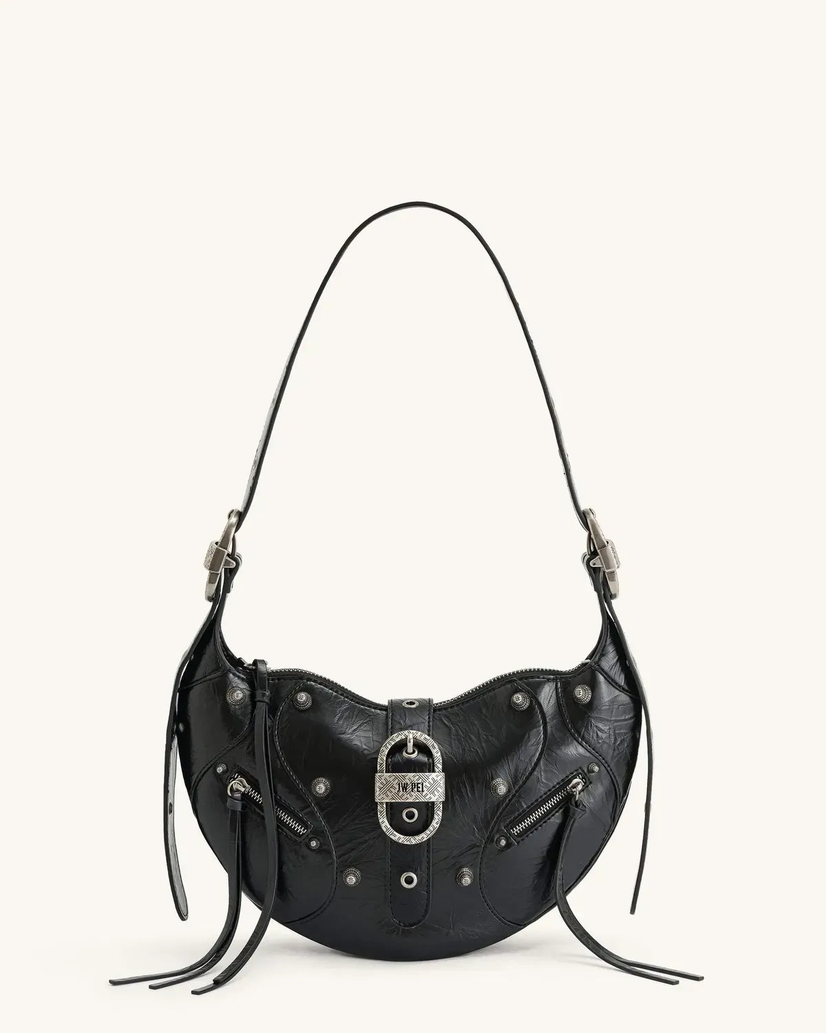 Жіноча сумка на плече JW PEI Tessa Crushed Shoulder Bag, чорна