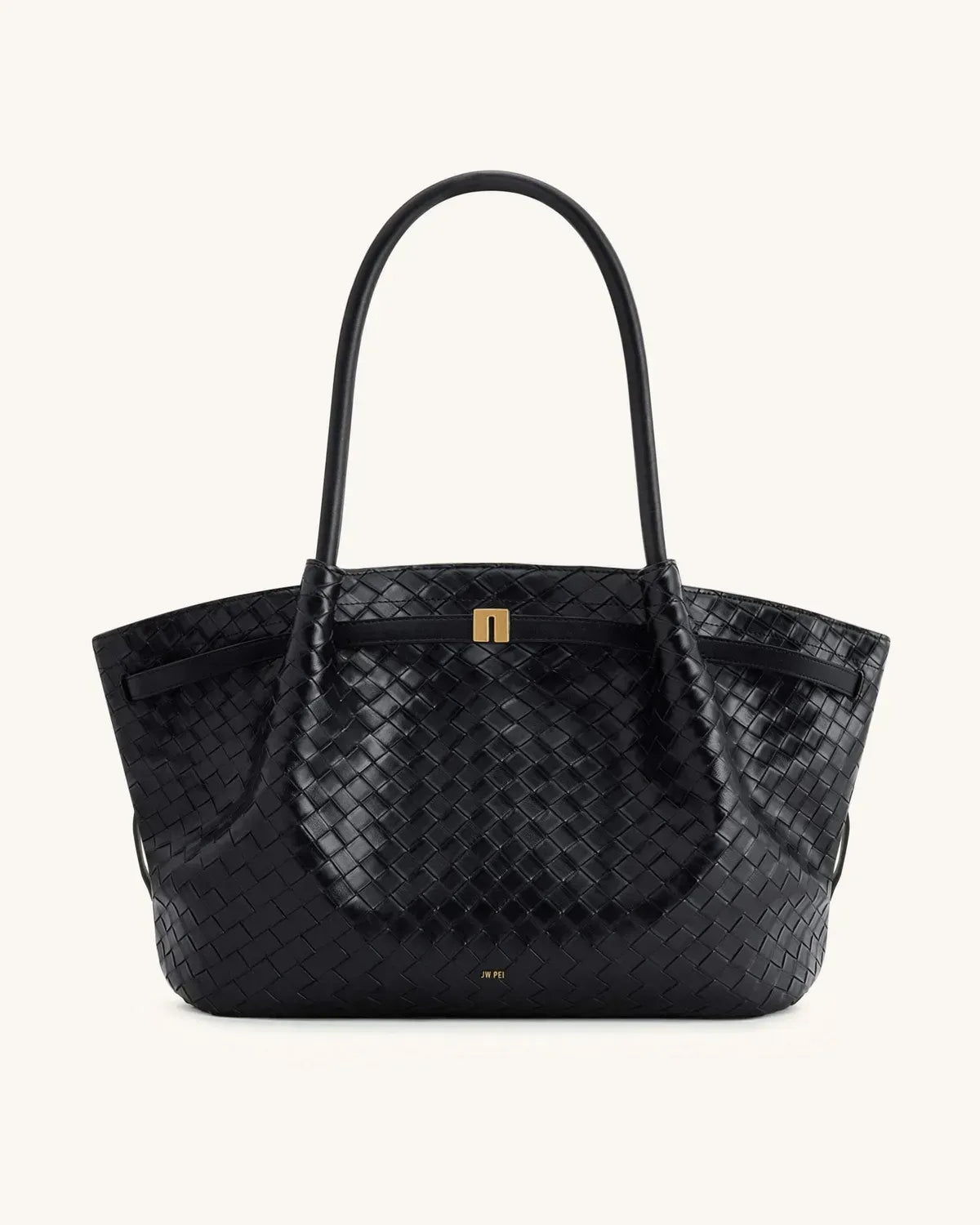 Жіноча сумка-тоут JW PEI Hana Large Weave Texture Tote Bag, чорна — фото 11