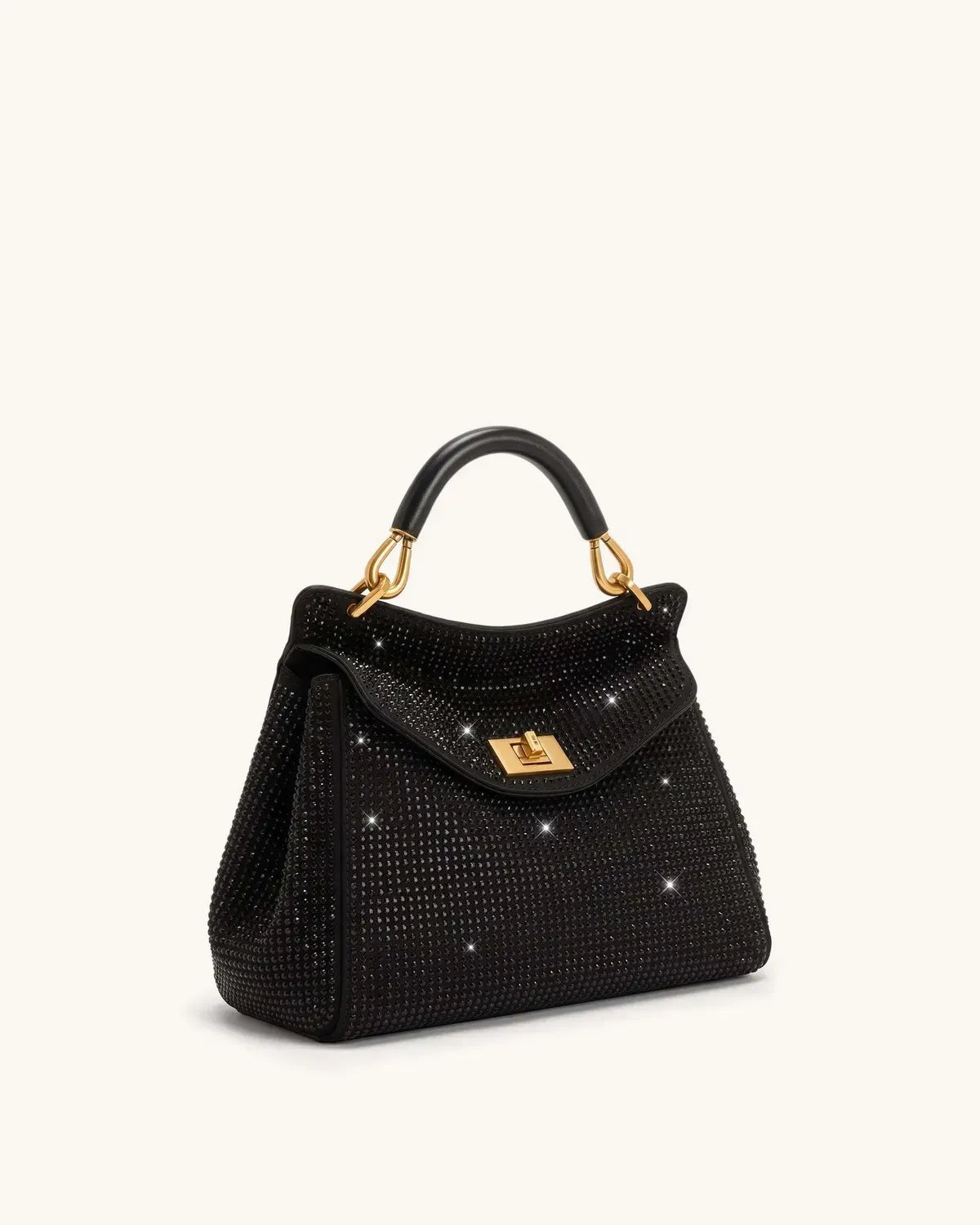 Жіноча сумка з верхньою ручкою JW PEI Lucia Classic Artificial Crystal Top Handle Bag, чорна — фото 2