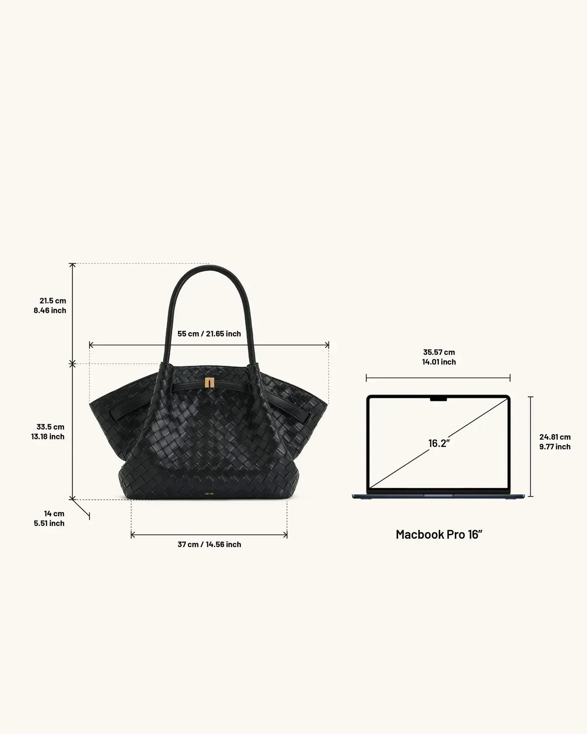 Жіноча сумка-тоут JW PEI Hana Large Weave Texture Tote Bag, чорна — фото 2
