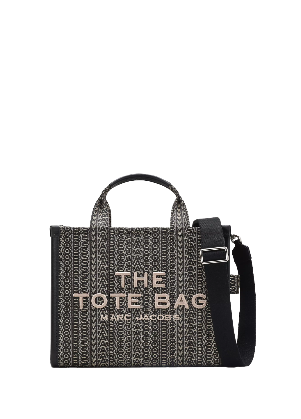 Marc Jacobs Monogram Jacquard Medium Tote Bag Black / Beige