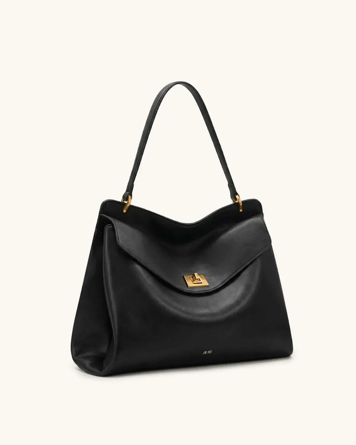 Жіноча сумка на плече JW PEI Lucia Turn-Lock Shoulder Bag, чорна — фото 2