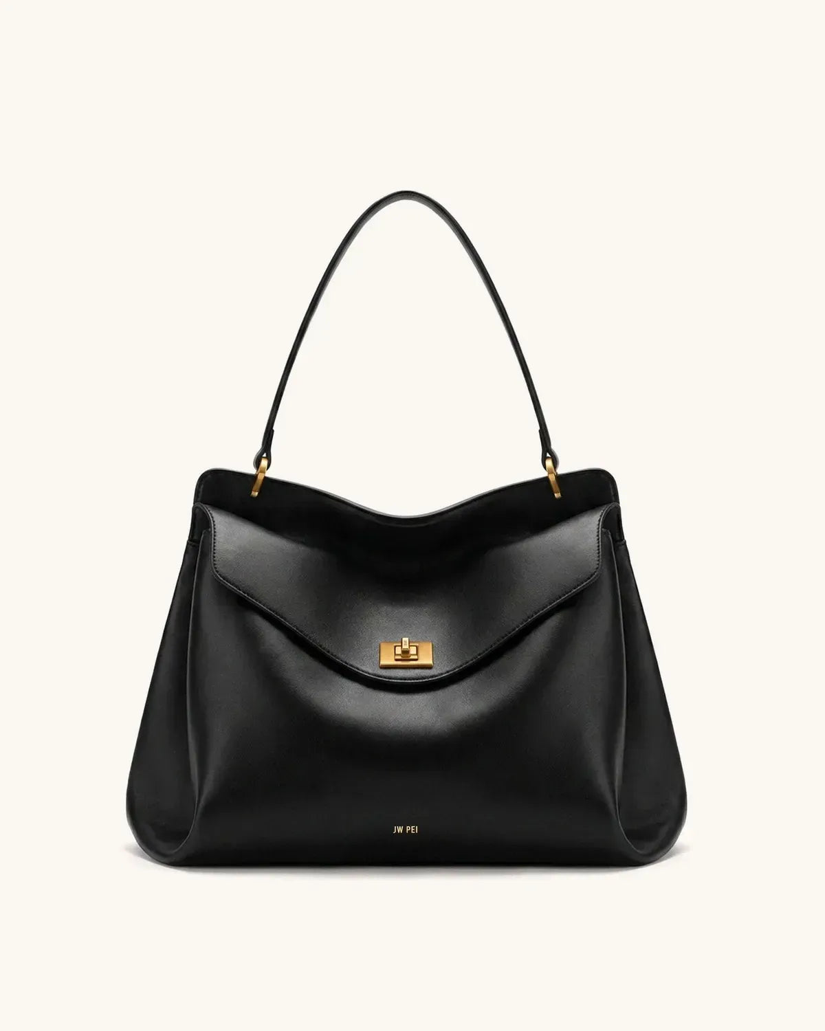 Жіноча сумка на плече JW PEI Lucia Turn-Lock Shoulder Bag, чорна