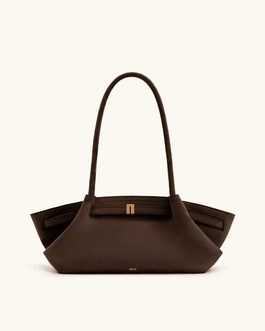 Жіноча сумка-тоут JW PEI Hana Wide Faux Suede Tote Bag, темно-коричнева