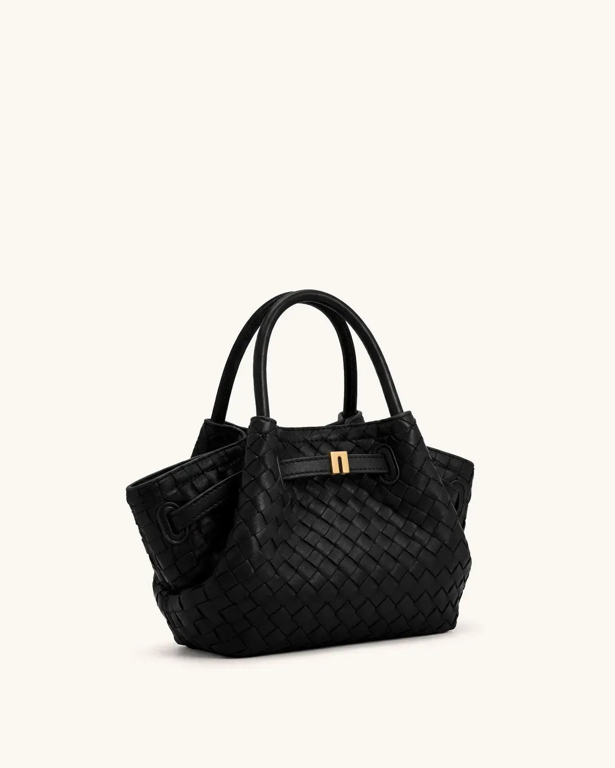 Жіноча сумка-тоут JW PEI Hana Mini Weave Tote Bag, чорна — фото 2