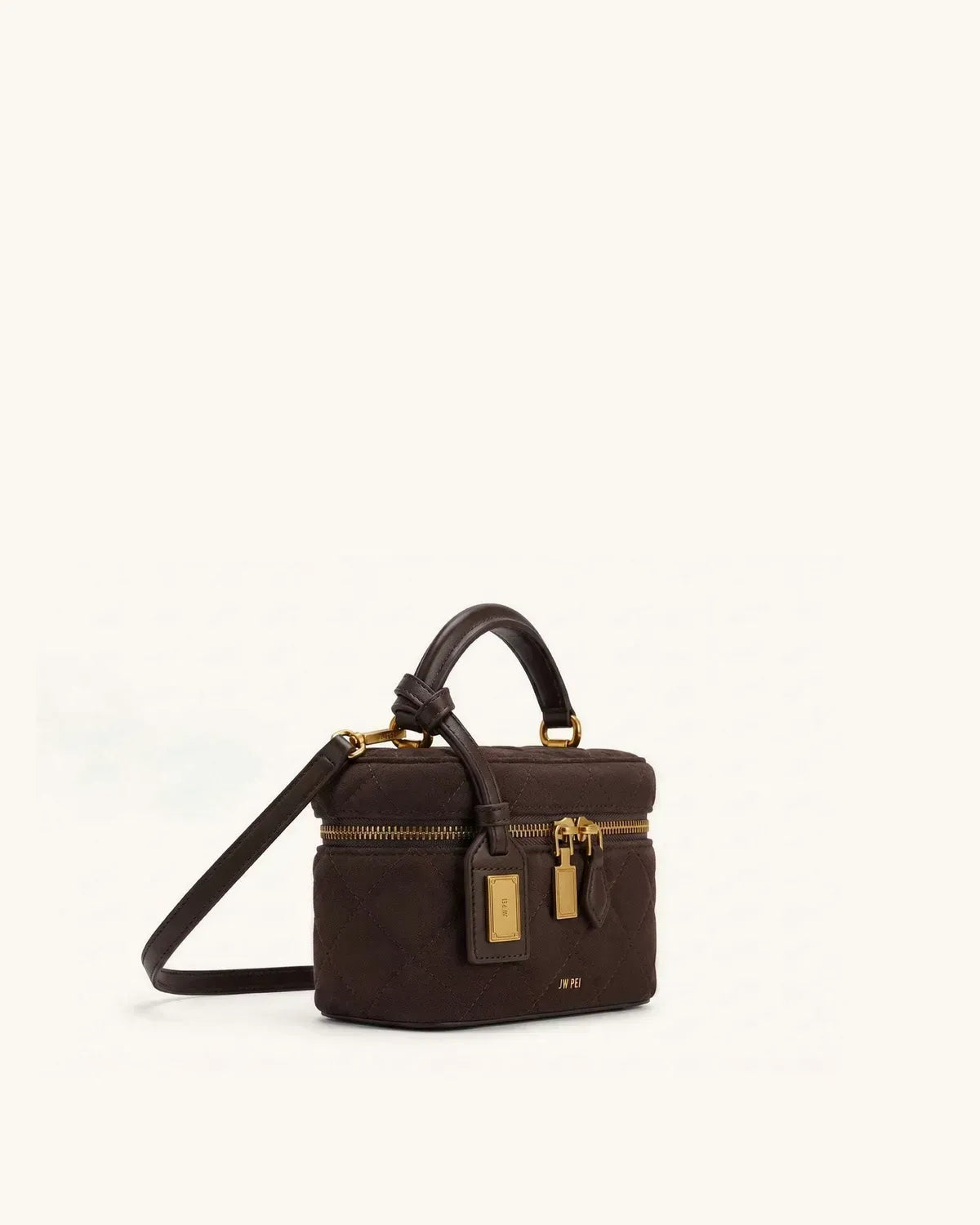 Жіноча сумка з верхньою ручкою JW PEI Cleo Faux Suede Box Shape Top Handle Bag, темно-шоколадна — фото 2