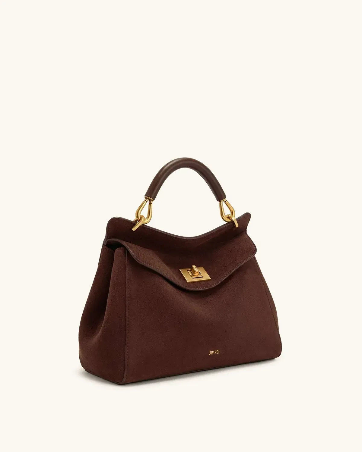 Жіноча сумка з верхньою ручкою JW PEI Lucia Classic Faux Suede Top Handle Bag, темно-коричнева — фото 3