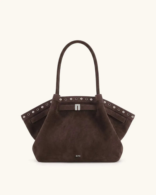 Жіноча сумка-тоут JW PEI Hana Medium Faux Suede Tote Bag, темно-шоколадна