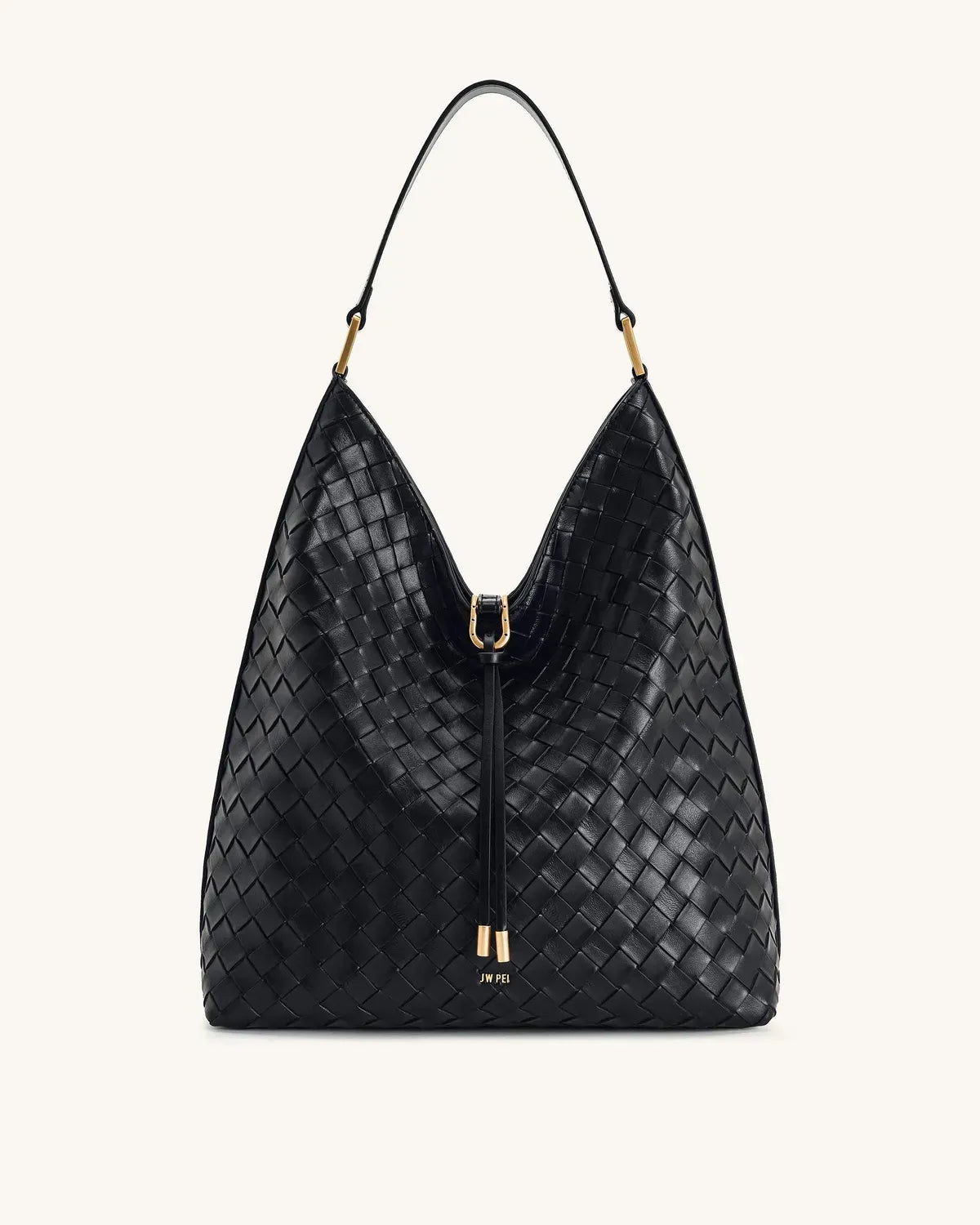 Жіноча сумка на плече JW PEI Aria Woven Texture Shoulder Bag, чорна — фото 5