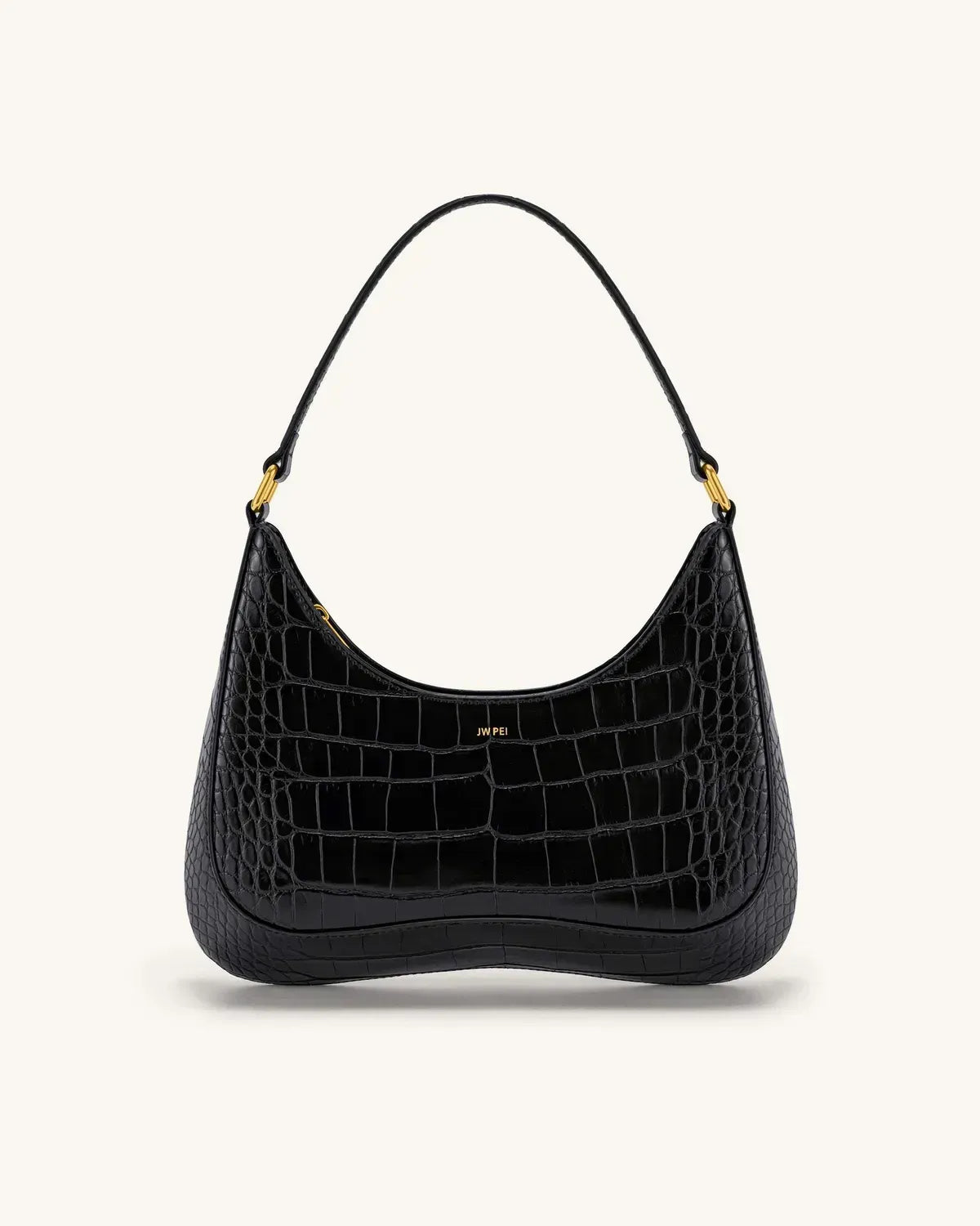Жіноча сумка на плече JW PEI Ruby Shoulder Bag, чорна croc
