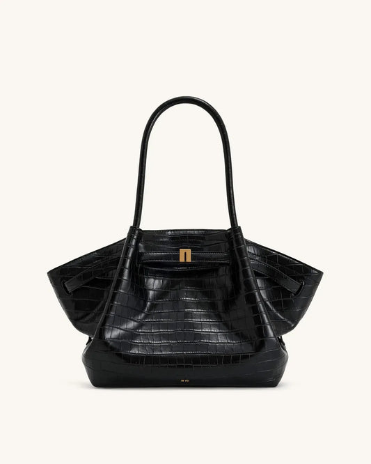 Жіноча сумка-тоут JW PEI Hana Medium Tote Bag, чорна croc