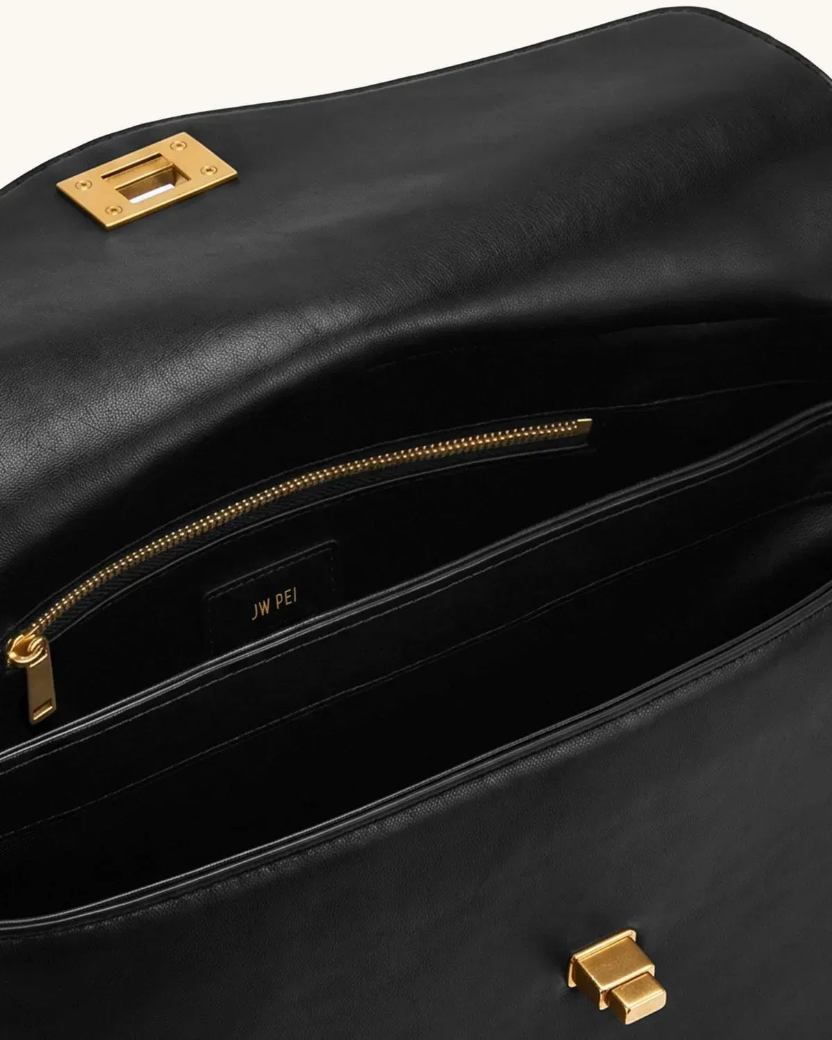 Жіноча сумка на плече JW PEI Lucia Turn-Lock Shoulder Bag, чорна — фото 4