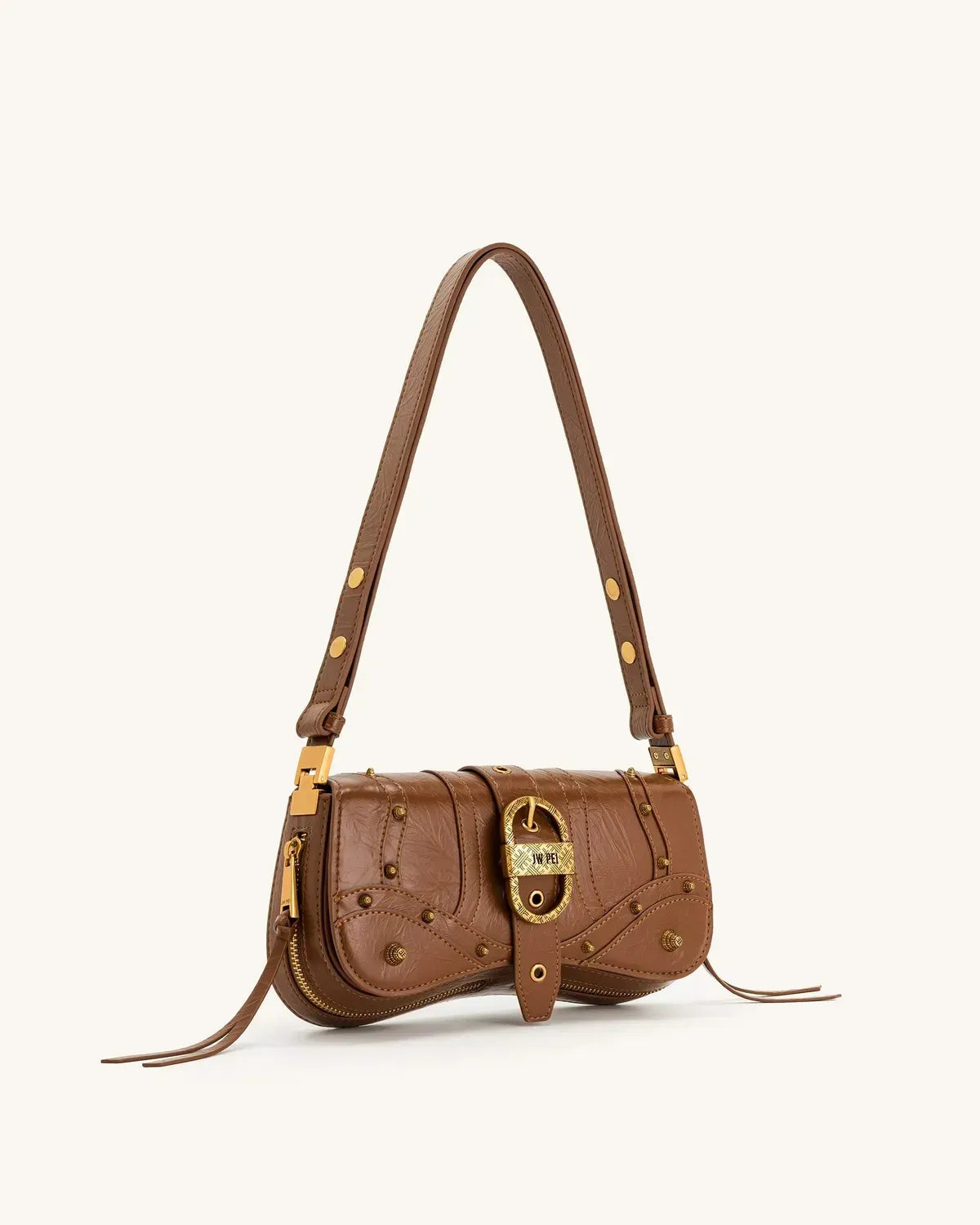 Жіноча сумка на плече JW PEI Joy Crushed Shoulder Bag, коричнева — фото 2
