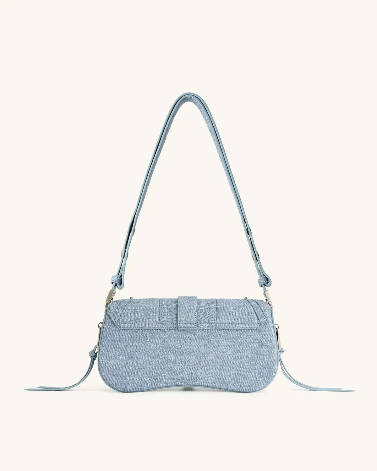 Жіноча сумка на плече JW PEI Joy Denim Embossed Curved Shoulder Bag, синя — фото 4