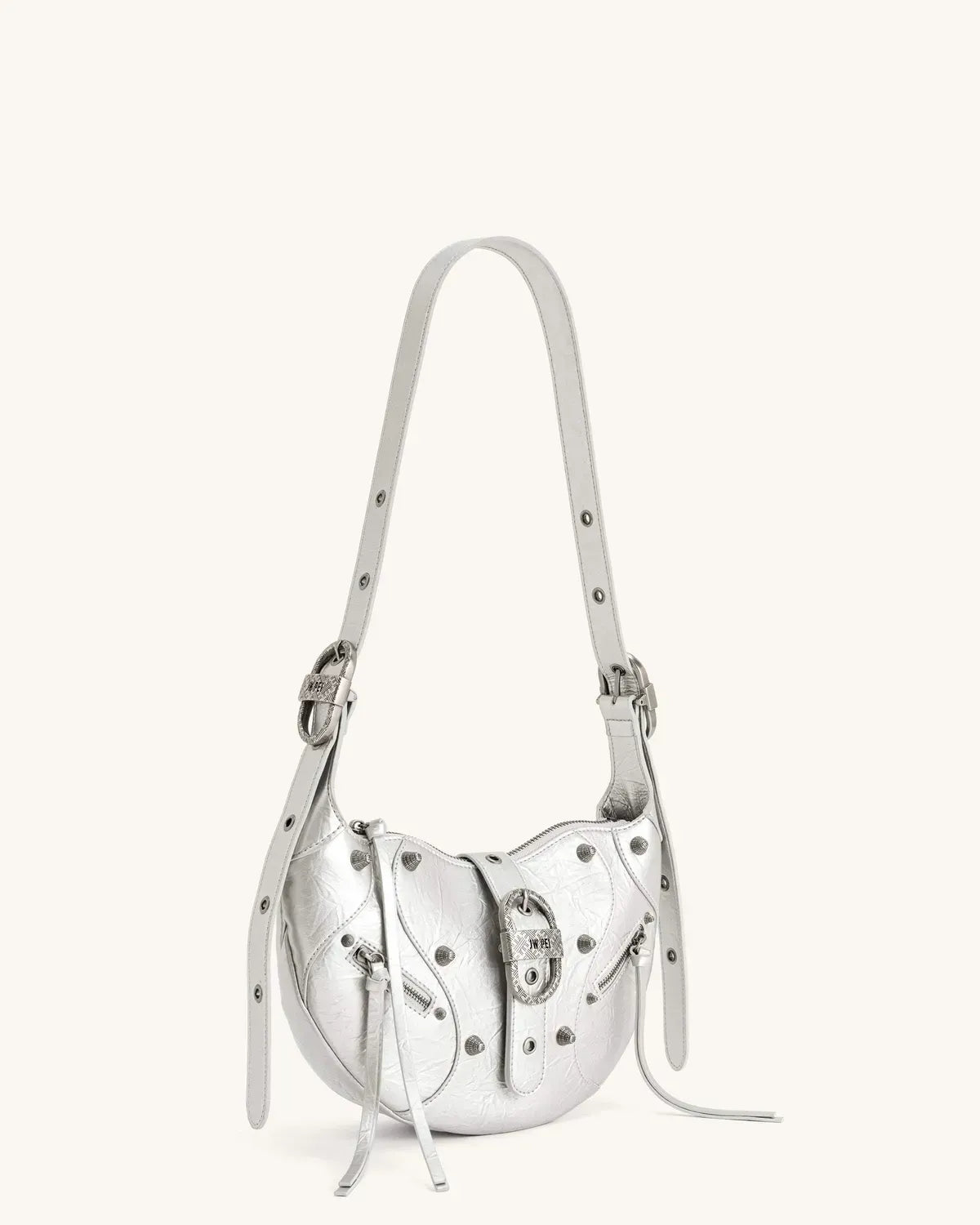 Жіноча сумка на плече JW PEI Tessa Metallic Pleating Shoulder Bag, срібляста