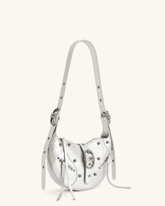 Жіноча сумка на плече JW PEI Tessa Metallic Pleating Shoulder Bag, срібляста