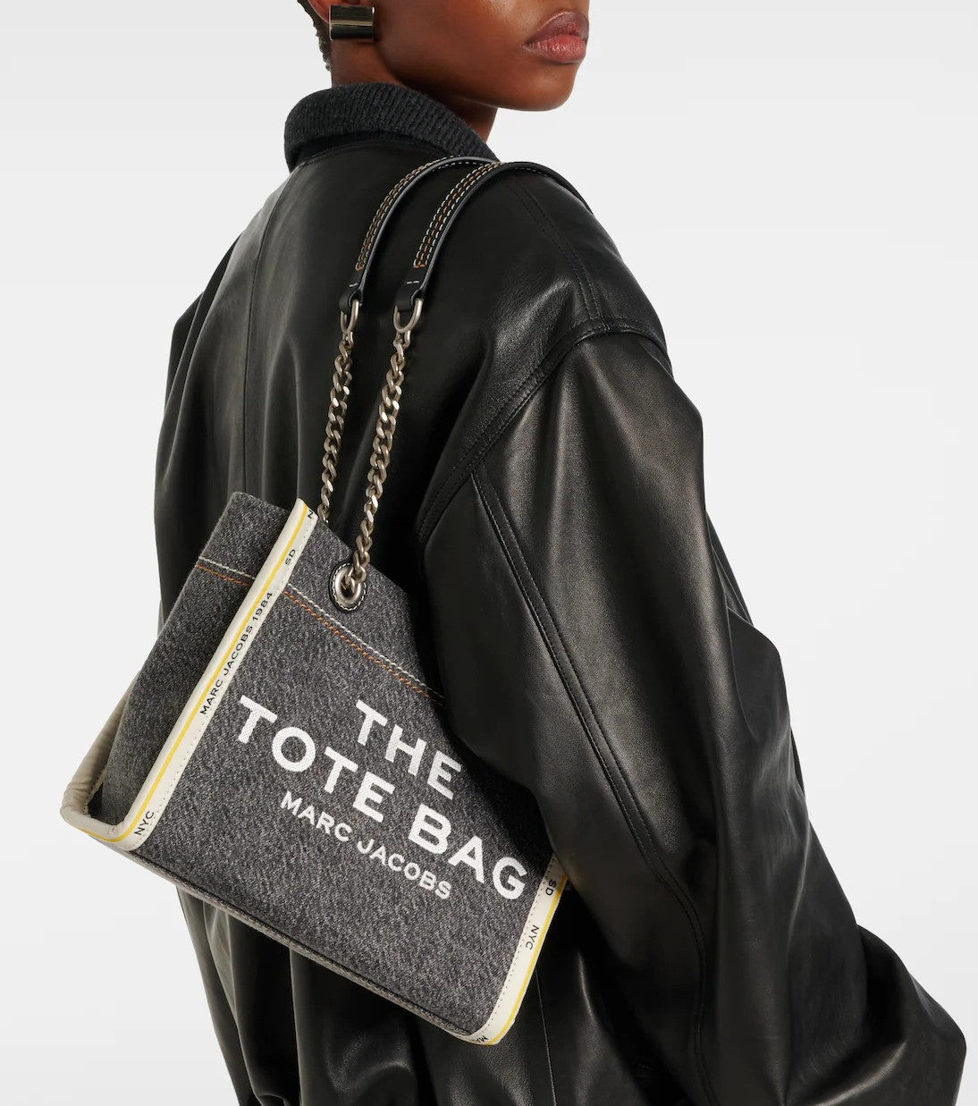 Marc Jacobs The Denim Black Wash Chain Small Tote Bag